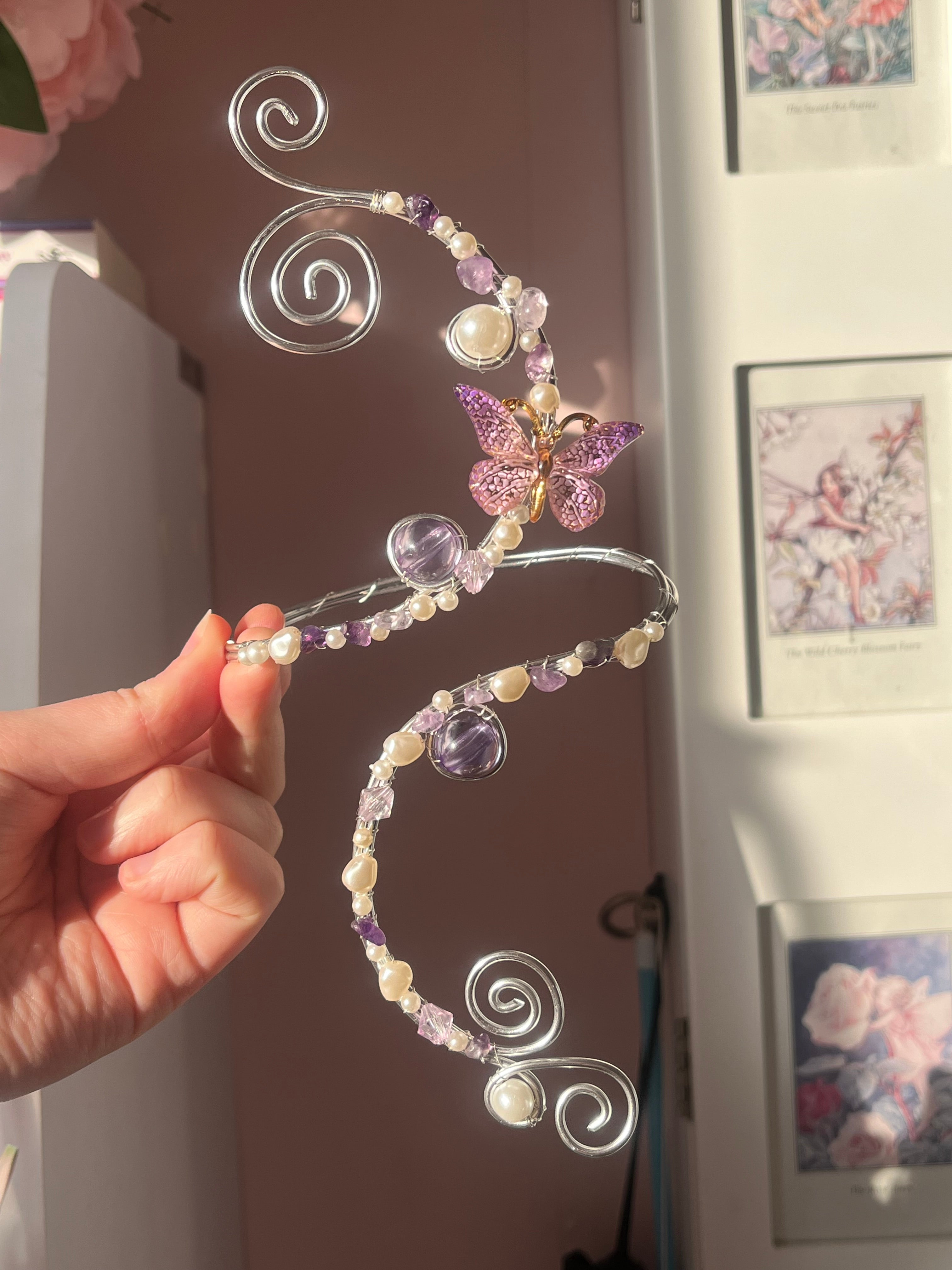 Purple and silver butterfly arm cuff