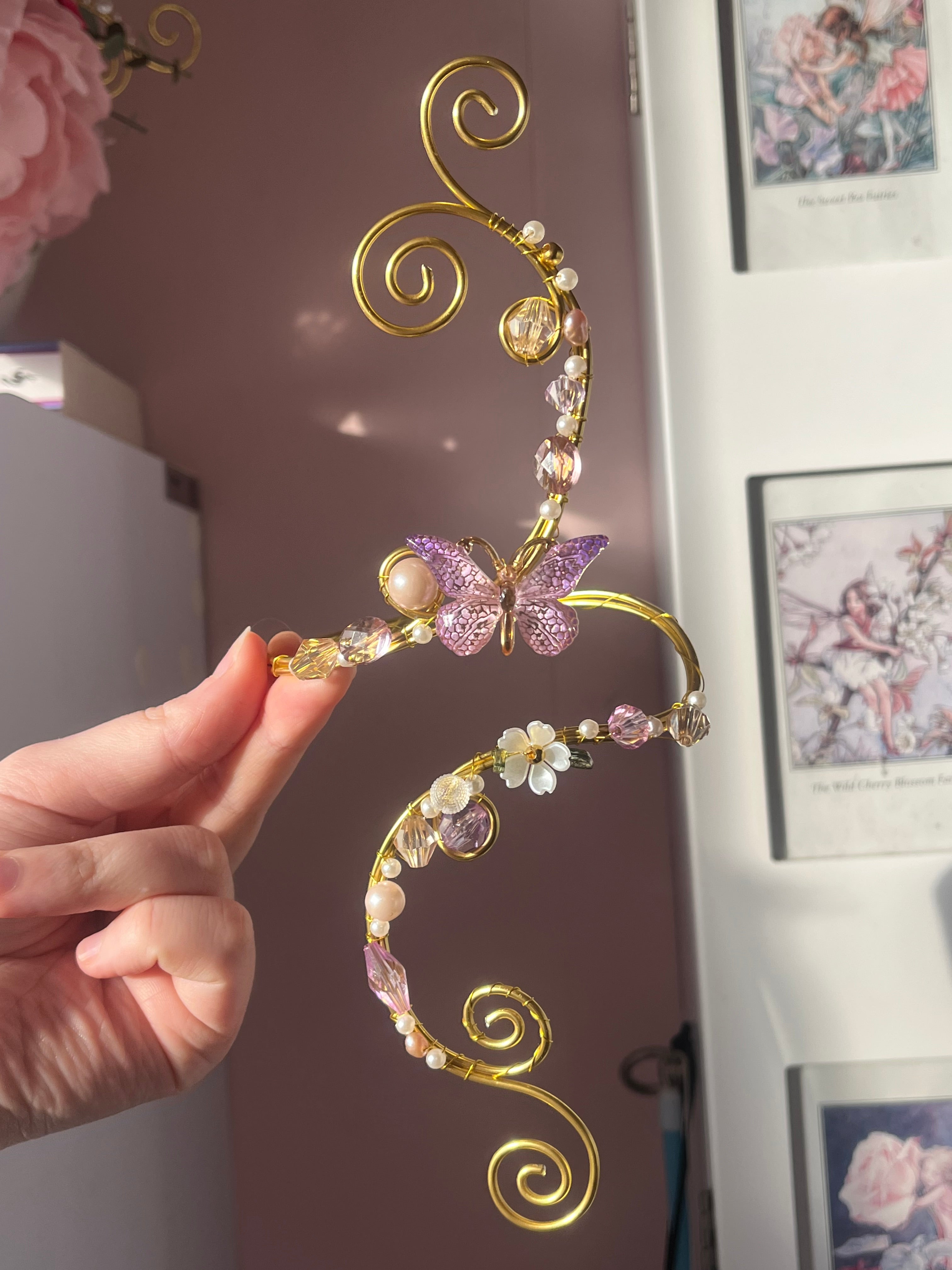 Purple and gold butterfly arm cuff