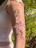 Silver pink blossom cuff