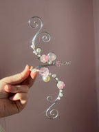 Silver pink blossom cuff