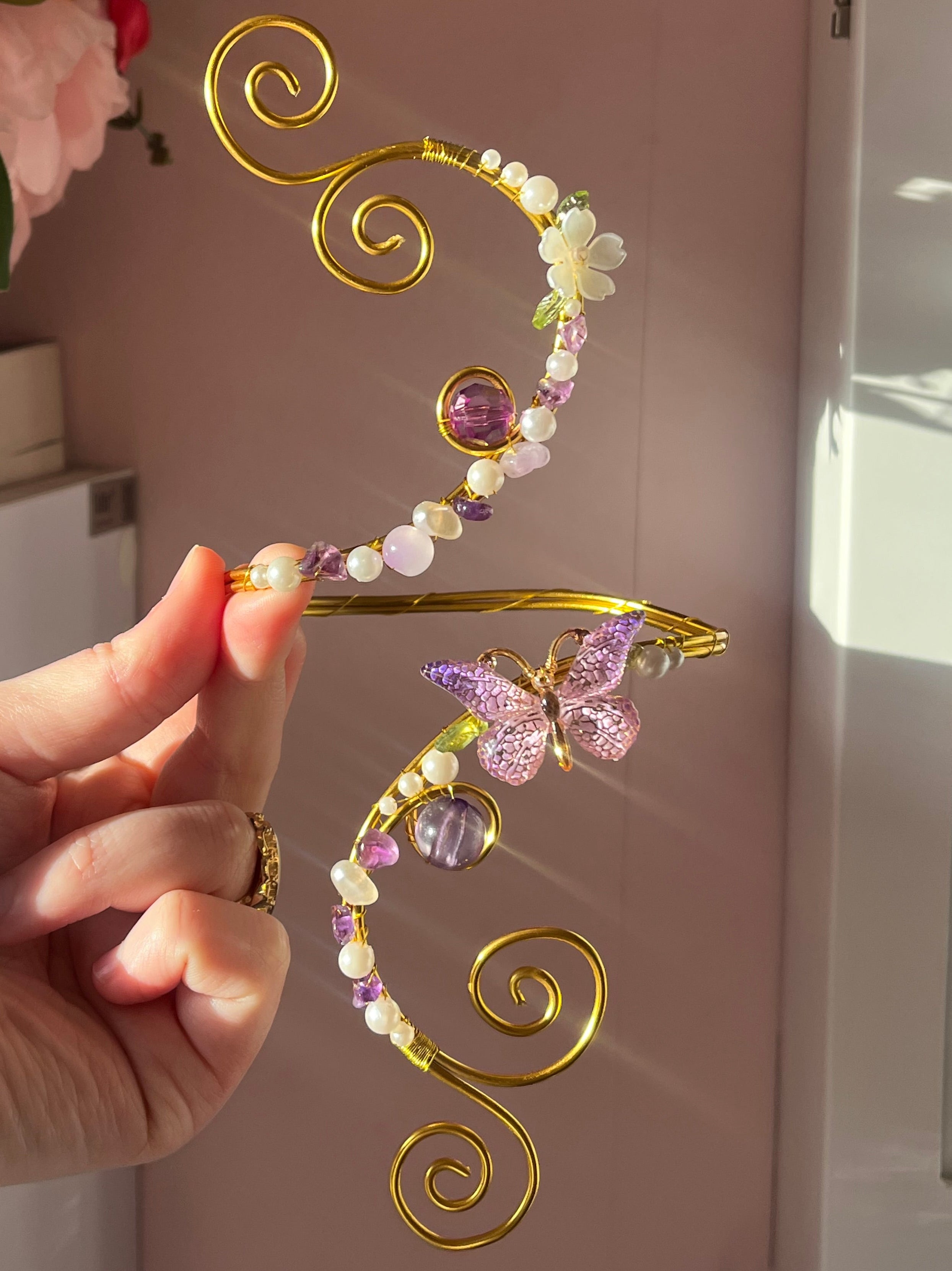 Purple butterfly gold arm cuff