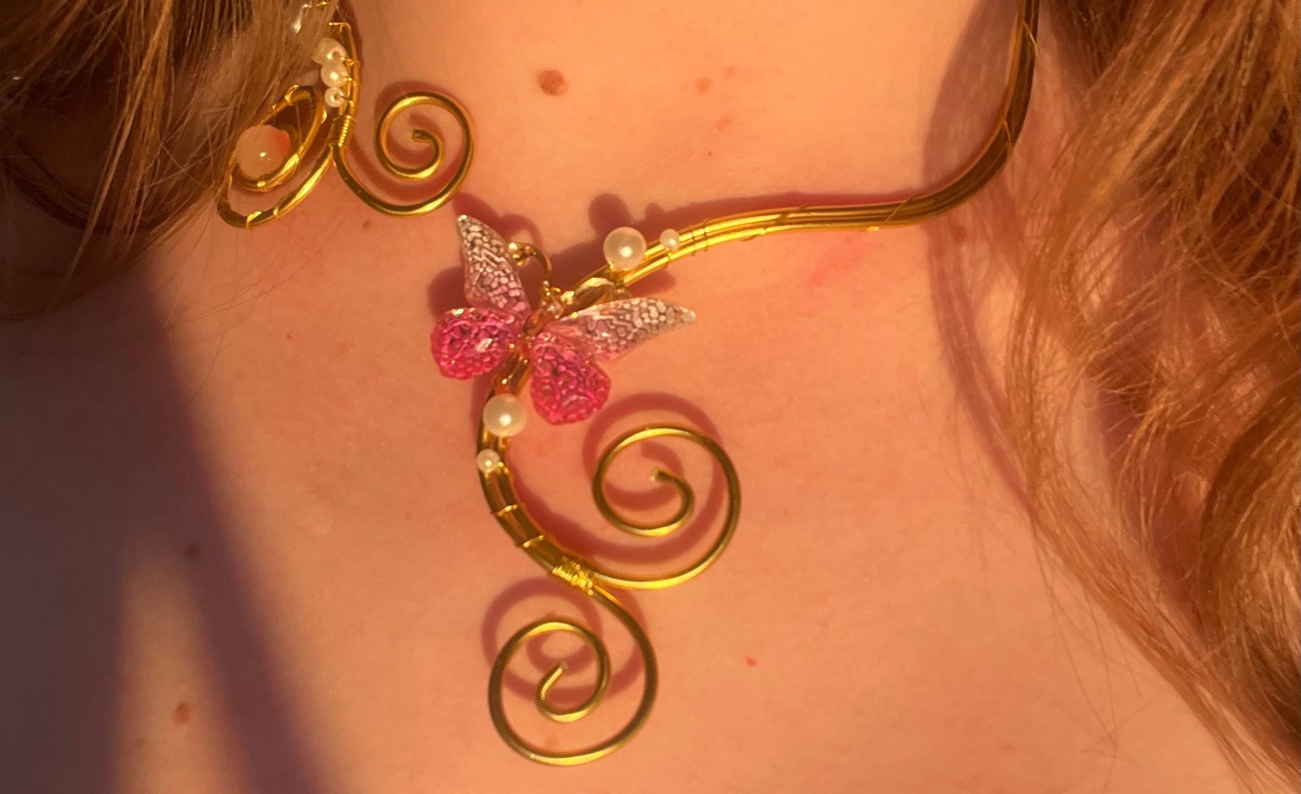 Custom pink butterfly necklace